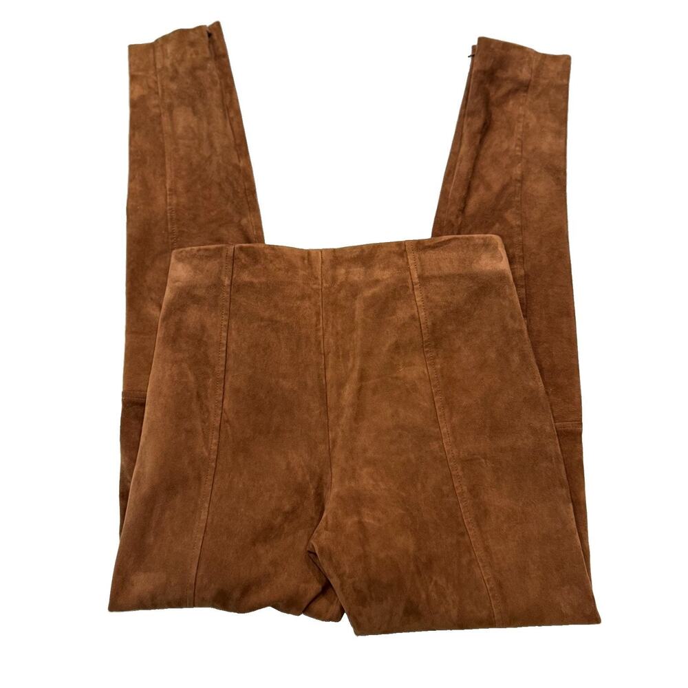 VTG Polo Ralph Lauren Lamb Suede Ankle Zip Pants Women’s Medium Brown Luxury - Picture 2 of 16